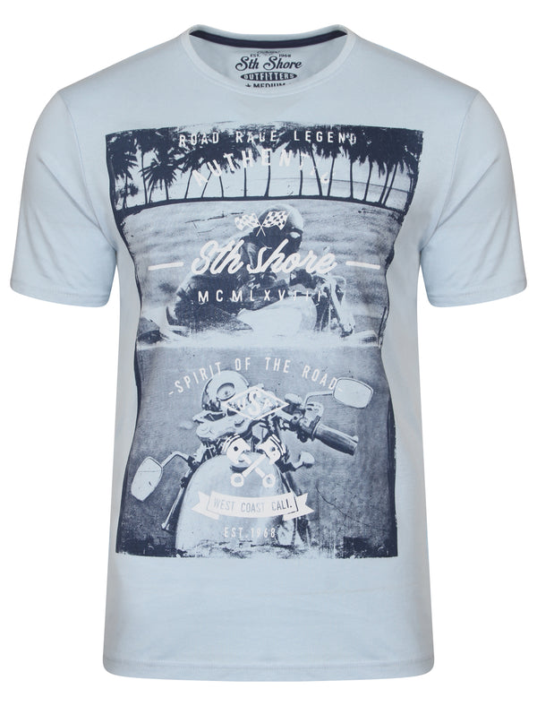 Westland Motorbike Print T-Shirt in Starlight Blue - South Shore