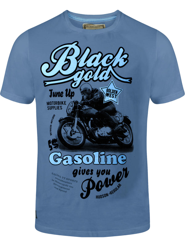 South Shore Black Gold Crew Neck T-shirt in Dutch Blue
