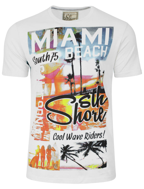 Miami Wave Jersey T-Shirt in Optic White - Sth Shore