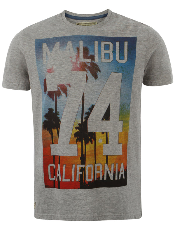 Malibu 74 Crew Neck T-Shirt in Light Grey Marl - South Shore
