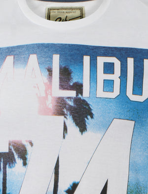 Men's print design ribbed crew neck white t-shirt - South Shore