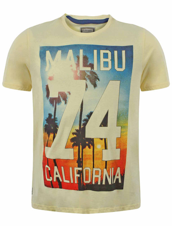 Malibu 74 Crew Neck T-Shirt in Pale Yellow - South Shore