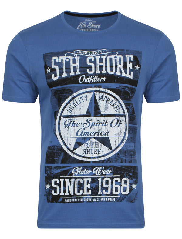 Print T-Shirt in Federal Blue  - South Shore