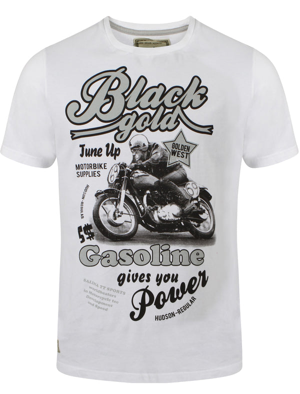 South Shore Black Gold Crew Neck T-shirt in Optic White