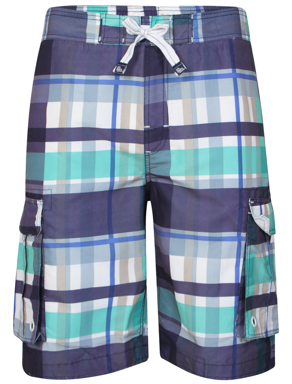 Sth Shore Prt Chk Navy/Green  Mens Swim Shorts