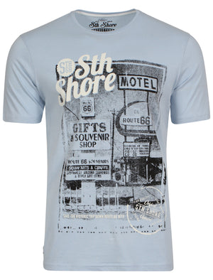 Gift Shop Print T-Shirt in Misty Blue  - South Shore