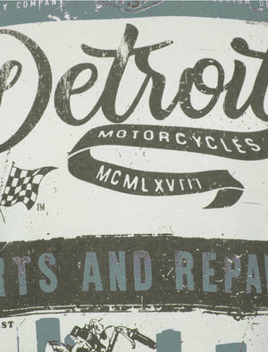 Marty Detroit Motorbike Print T-Shirt in Ivory - South Shore