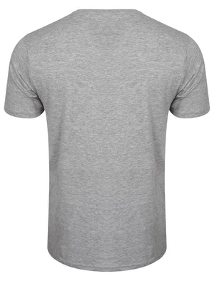 Marty Detroit Motorbike Print T-Shirt in Light Grey Marl - South Shore