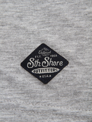 Marty Detroit Motorbike Print T-Shirt in Light Grey Marl - South Shore