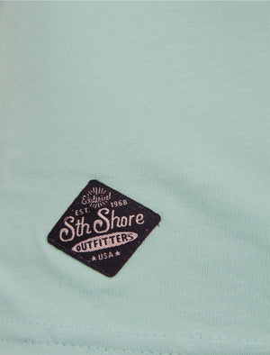 Marty Detroit Motorbike Print T-Shirt in Pastel Turquoise - South Shore