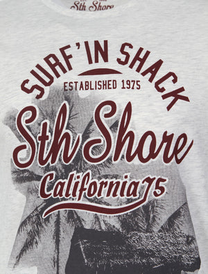 Shack Motif Cotton Crew Neck T-Shirt In Oatgrey Marl - South Shore