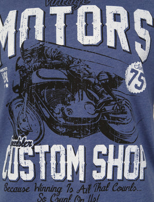 Speedster Custom Motorbike T-Shirt in Cornflower Blue Marl - South Shore