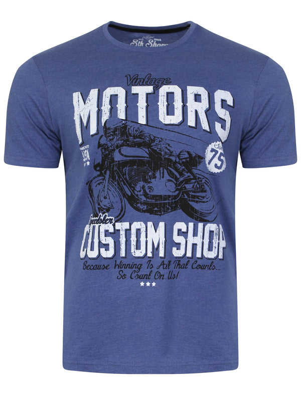 Speedster Custom Motorbike T-Shirt in Cornflower Blue Marl - South Shore