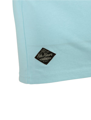 Woody Motif Cotton Crew Neck T-Shirt In Pastel Blue - South Shore