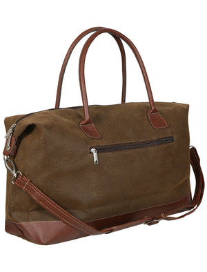 Leigh Textured Faux Leather Weekend Holdall Bag in Brown