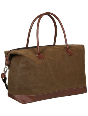 Leigh Textured Faux Leather Weekend Holdall Bag in Brown