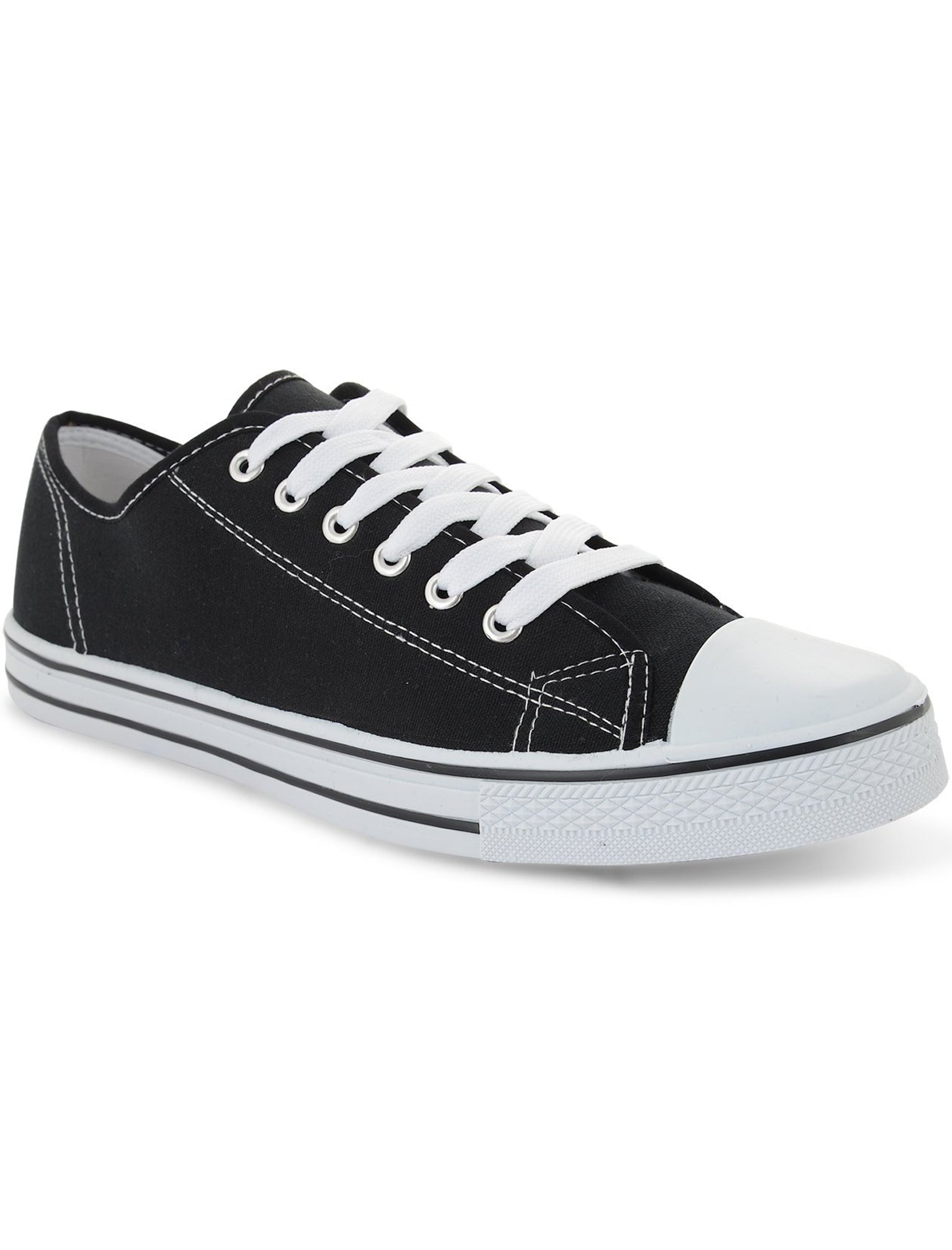 Mens Taylor Low Top Lace Up Canvas Trainers in Black – Tokyo Laundry