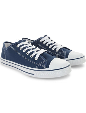 Mens Taylor Low Top Lace Up Canvas Trainers in Navy