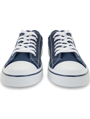 Mens Taylor Low Top Lace Up Canvas Trainers in Navy