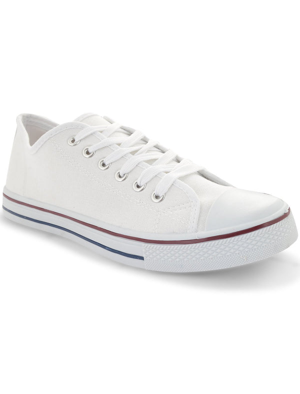 Mens Taylor Low Top Lace Up Canvas Trainers in White