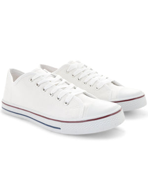 Mens Taylor Low Top Lace Up Canvas Trainers in White