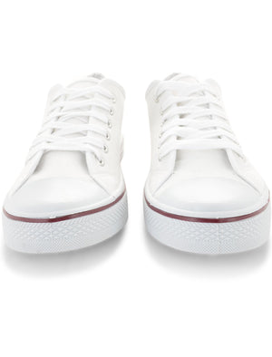 Mens Taylor Low Top Lace Up Canvas Trainers in White