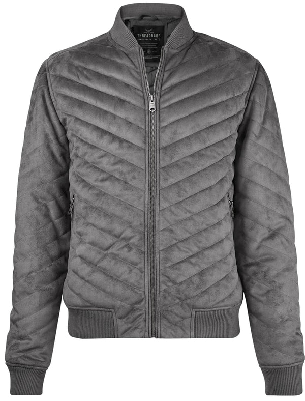 Myers Quilted Suede Bomber Jacket in Grey