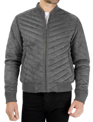 Myers Quilted Suede Bomber Jacket in Grey
