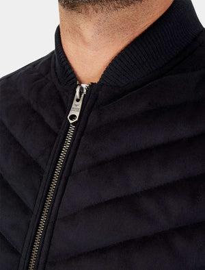 Myers Quilted Suede Bomber Jacket in Navy