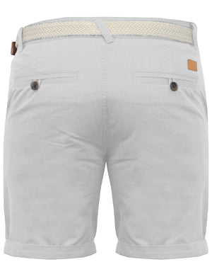 Theo Basic Chino Shorts with Woven Belt in Ice Grey