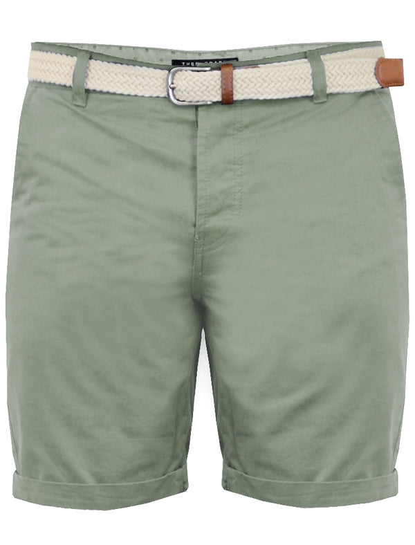 Theo Basic Chino Shorts with Woven Belt in Mint