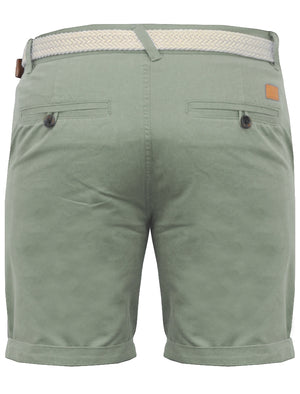 Theo Basic Chino Shorts with Woven Belt in Mint