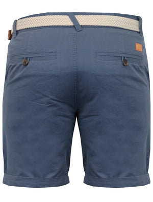 Theo Basic Chino Shorts with Woven Belt in Powder Blue