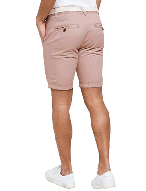 Theo Basic Chino Shorts with Woven Belt in Powder Pink