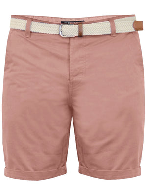 Theo Basic Chino Shorts with Woven Belt in Powder Pink