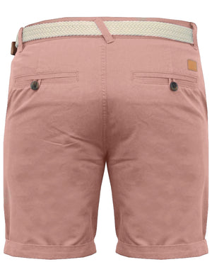 Theo Basic Chino Shorts with Woven Belt in Powder Pink