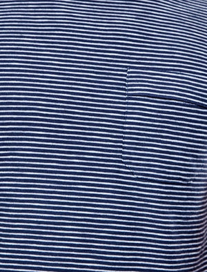 Carmel Valley Stripe Cotton T-Shirt with Pocket in Navy
