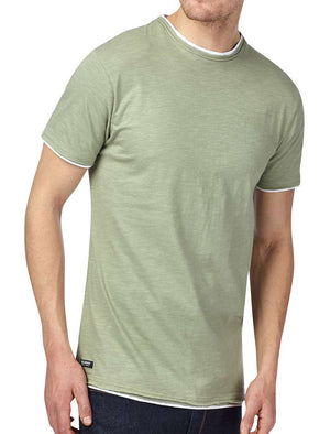 Daniel Mock Insert Cotton Marl T-Shirt in Sage Green
