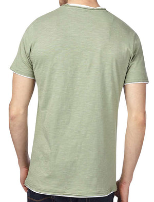 Daniel Mock Insert Cotton Marl T-Shirt in Sage Green