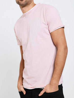 Daniel Mock Insert Cotton Marl T-Shirt in Light Pink