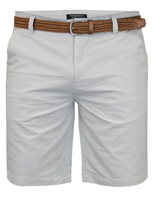 Magician Oxford Chino Shorts with Woven Belt in Oxford Ice Grey