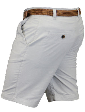 Magician Oxford Chino Shorts with Woven Belt in Oxford Ice Grey