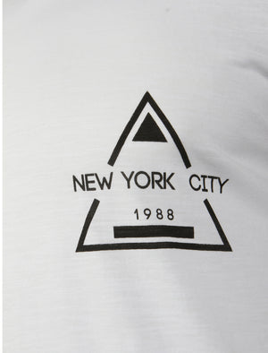 Glendale Raglan Sleeve T-Shirt with Motif in White / Khaki