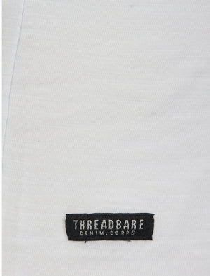 Glendale Raglan Sleeve T-Shirt with Motif in White / Khaki