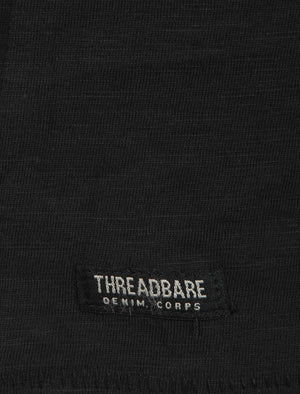 Alfie Raw Edge Textured T-Shirt with Turn-Up Cuffs in Black