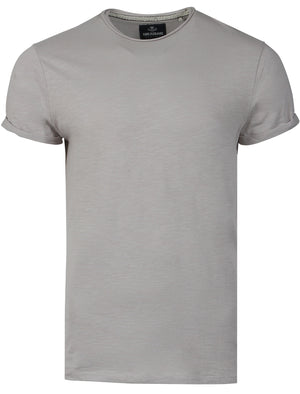 Alfie Raw Edge Textured T-Shirt with Turn-Up Cuffs in Grey
