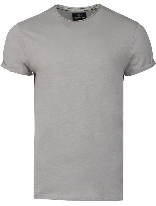 Alfie Raw Edge Textured T-Shirt with Turn-Up Cuffs in Grey
