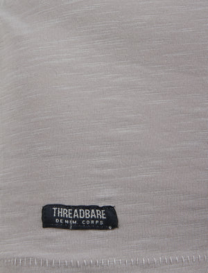 Alfie Raw Edge Textured T-Shirt with Turn-Up Cuffs in Grey