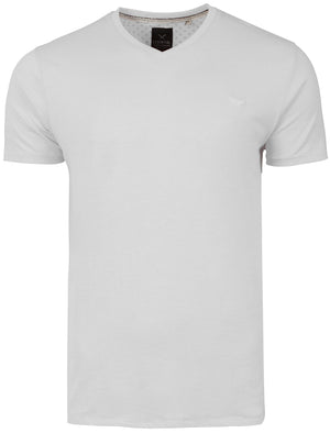 Charlie V Neck Cotton Basic T-Shirt in White