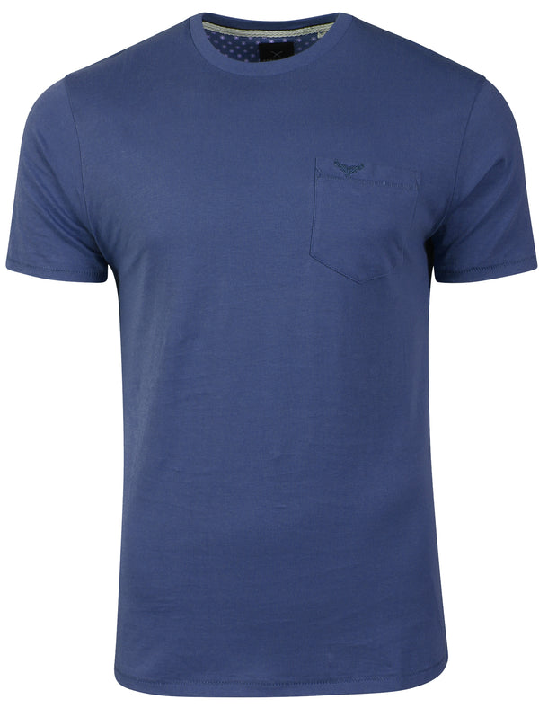Jack Crew Neck Cotton T-Shirt with Chest Pocket in Cobalt